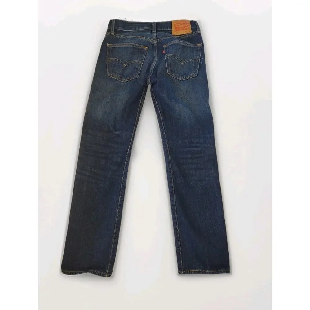 Levis Jeans Mens 28x30 501 Original Straight Button Fly Classic distressed denim